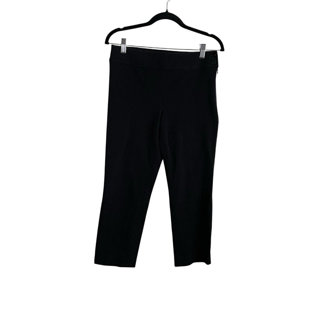Lauren Ralph Lauren Women 6 Black Flat Front Side Zip Cropped Ankle Skinny Pants